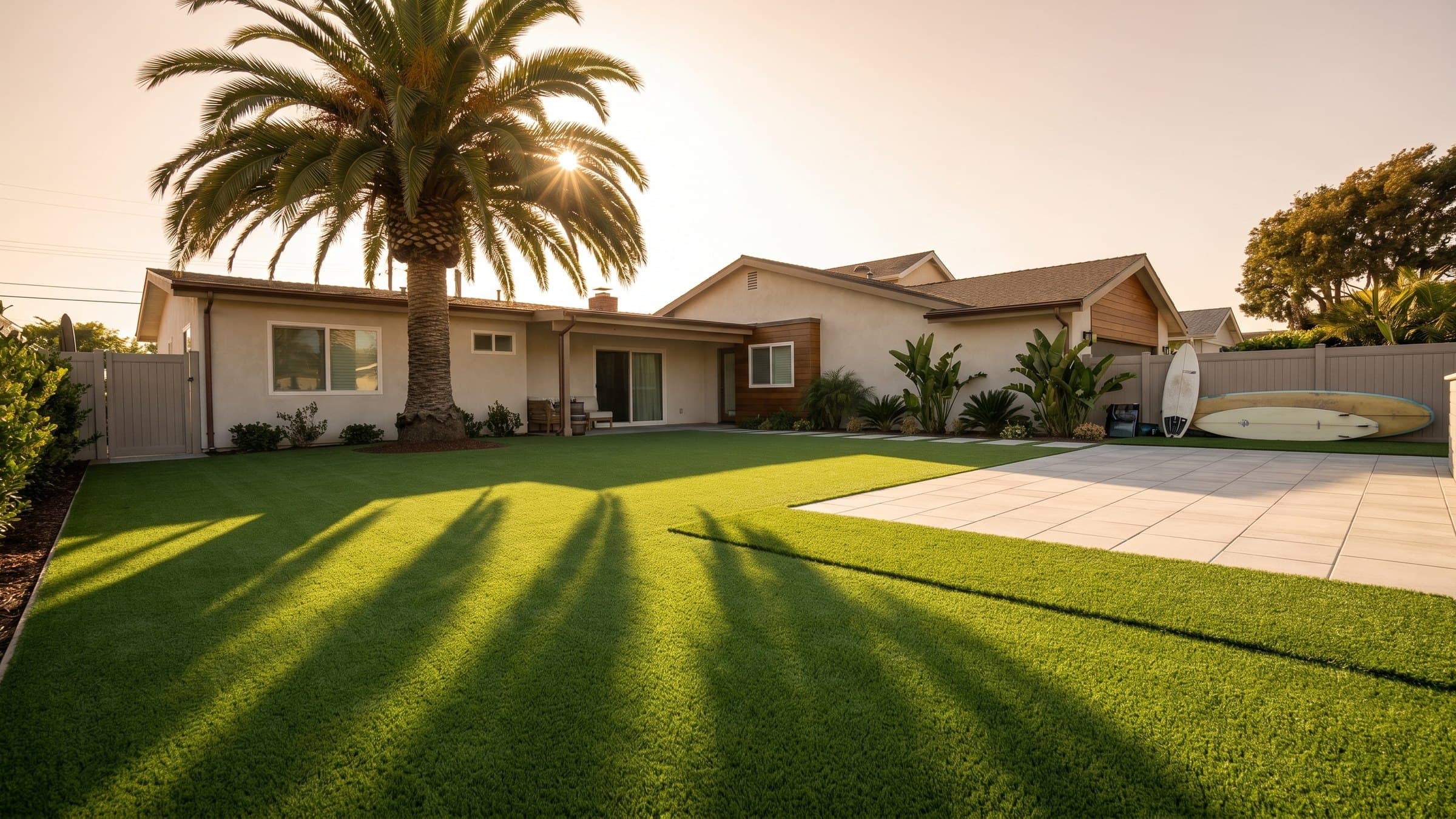 Artificial turf installation in Huntington Beach, CA
