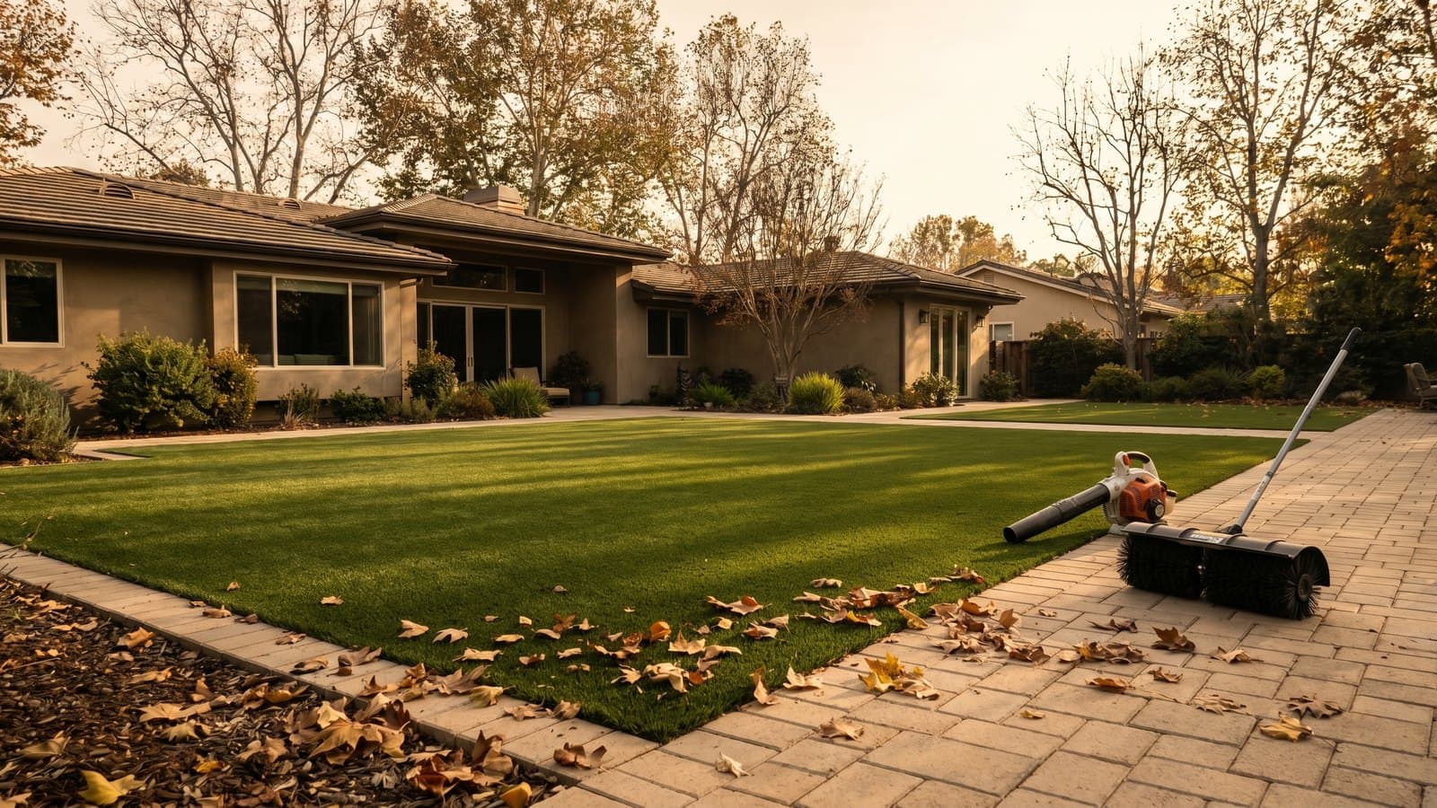 Seasonal artificial turf maintenance work in Southern California