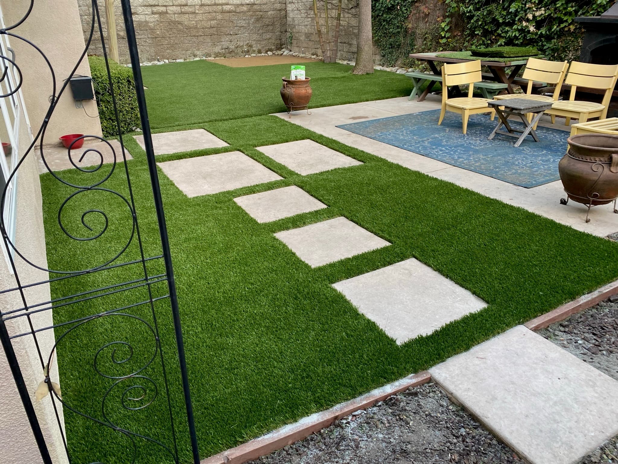 Pavers & Turf install in Thousand Oaks, 750 sq ft, SYNLawn Premium